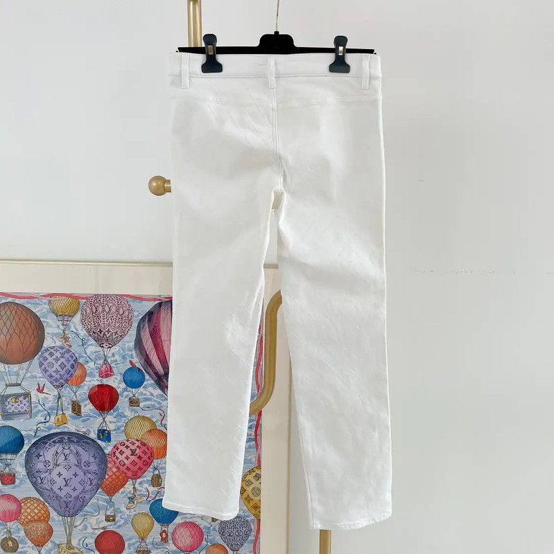 Chanel Chanel White Cotton Women's Denim Pants 0089 Size 23" - 2 Thumbnail