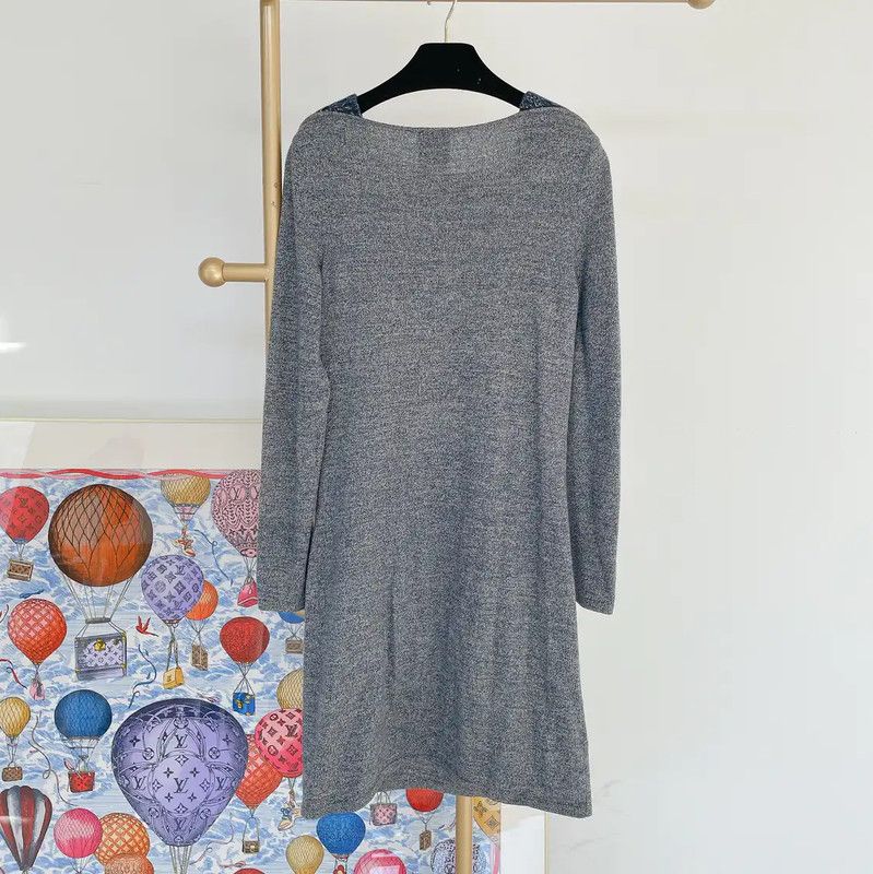 Chanel Chanel Gray Cashmere Long Sleeve Dress 0089 Size S / US 4 / IT 40 - 2 Thumbnail