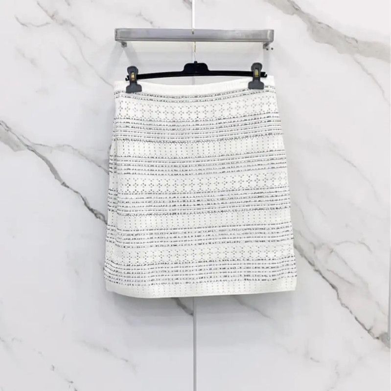 Chanel Chanel White Cotton Women's Skirt 0089 Size 30" / US 8 / IT 44 - 2 Thumbnail