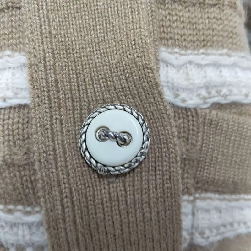 Chanel Striped Khaki Cotton Blend Women's Coat 0089