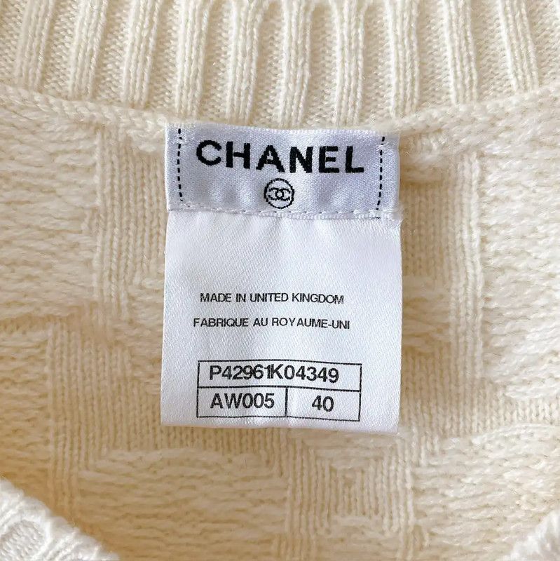 Chanel Chanel Spring Autumn Beige Cashmere Knit Short Sleeve T-shirt 0089 Size M / US 6-8 / IT 42-44 - 9 Thumbnail