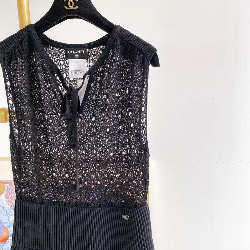 Chanel Chanel Summer Black Cotton Midi Dress 0089 Size M / US 6-8 / IT 42-44 - 4 Thumbnail