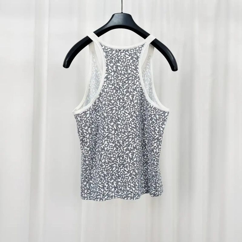 Chanel Summer White Cotton Sleeveless Crop Top 0089
