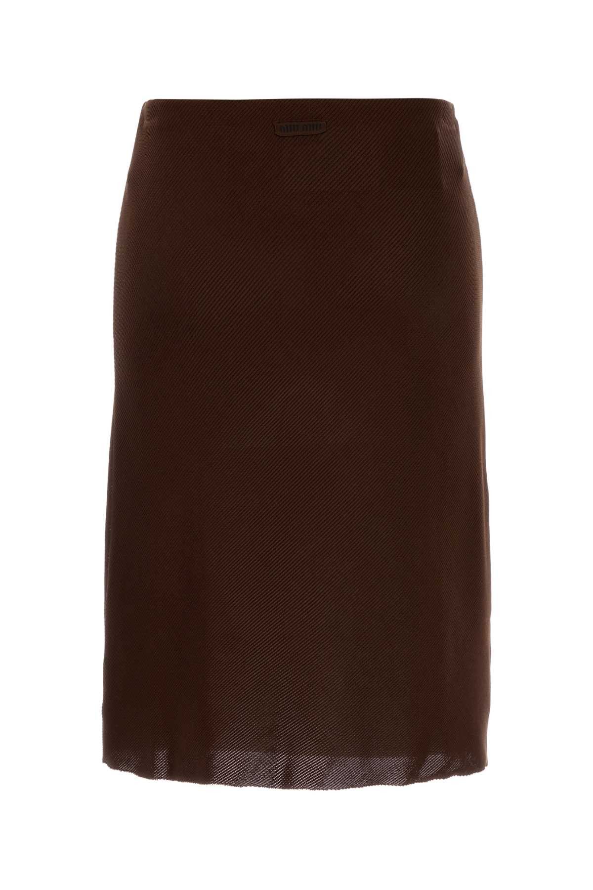 Miu Miu Brown Silk Skirt Size 27" / US 4 / IT 40 - 2 Thumbnail