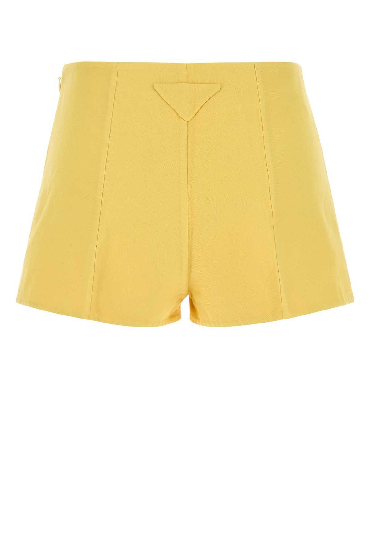 Prada Yellow Cotton Shorts Size 27" / US 4 / IT 40 - 2 Thumbnail