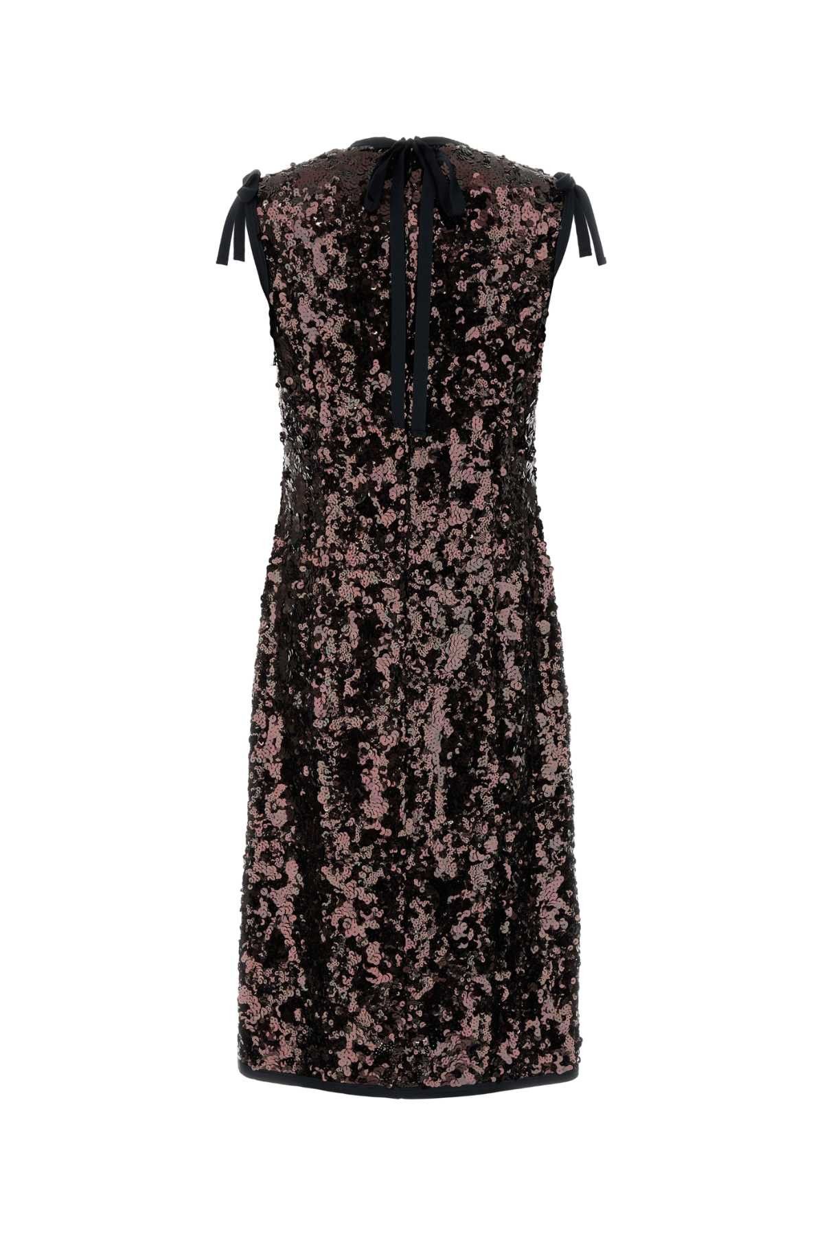 Prada Brown Sequins Dress Size M / US 6-8 / IT 42-44 - 2 Thumbnail