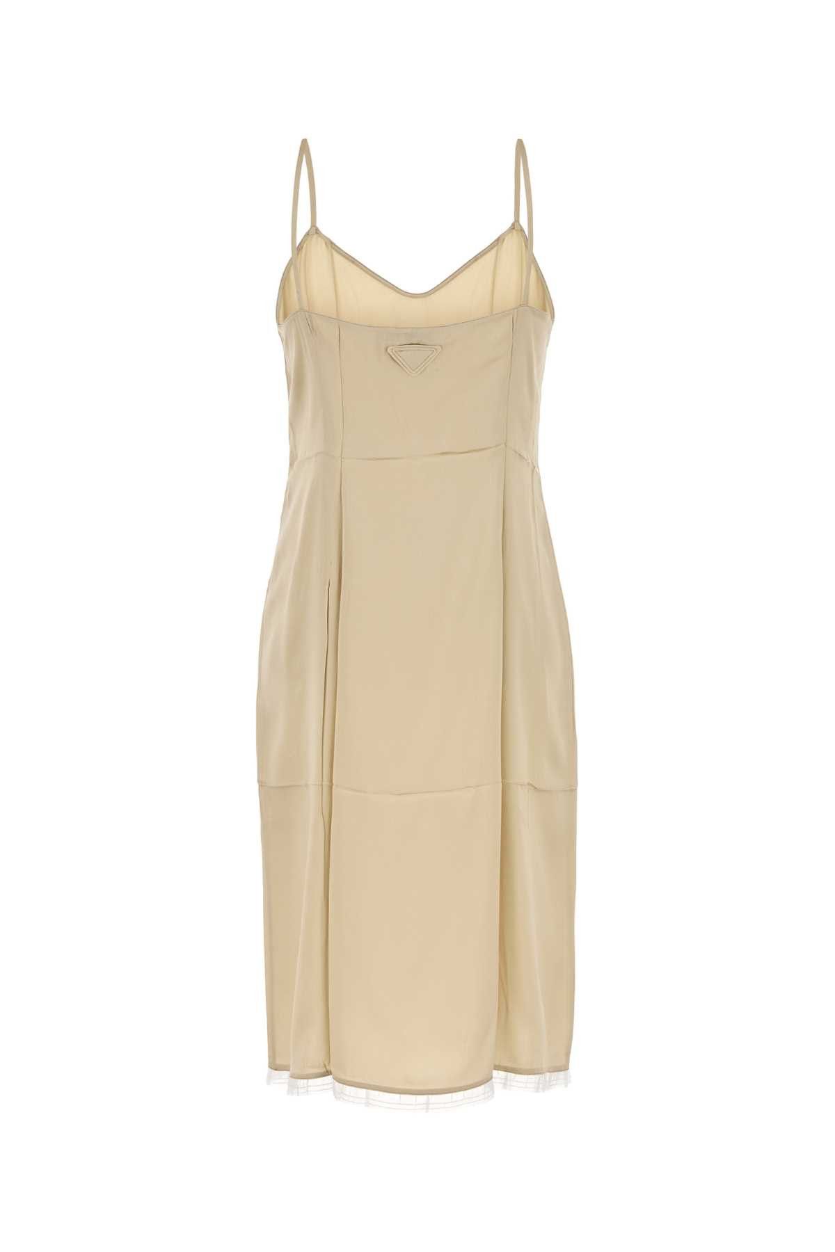 Prada Beige Satin Dress Size S / US 4 / IT 40 - 2 Thumbnail
