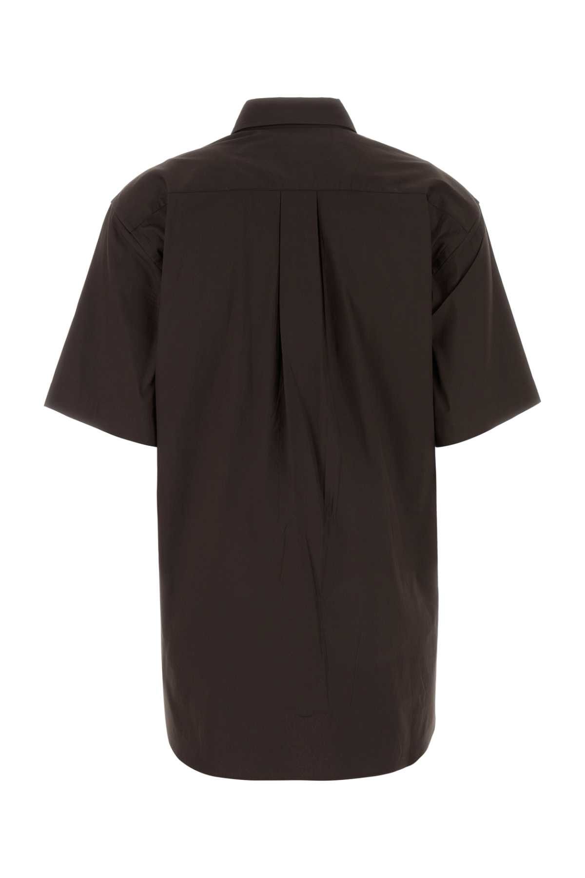 Brown Stretch Poplin Shirt