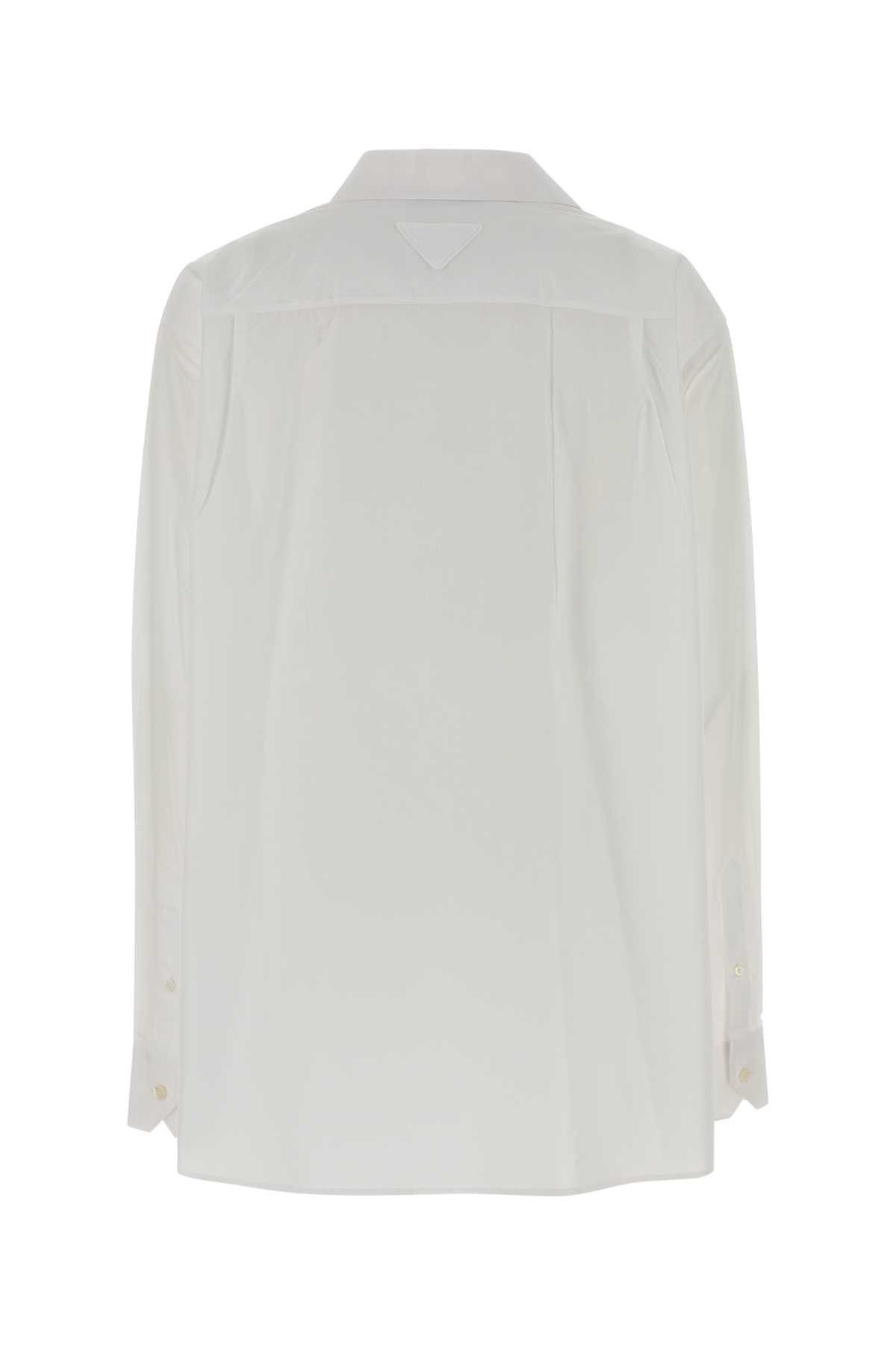 Prada White Poplin Oversize Shirt Size M / US 6-8 / IT 42-44 - 2 Thumbnail