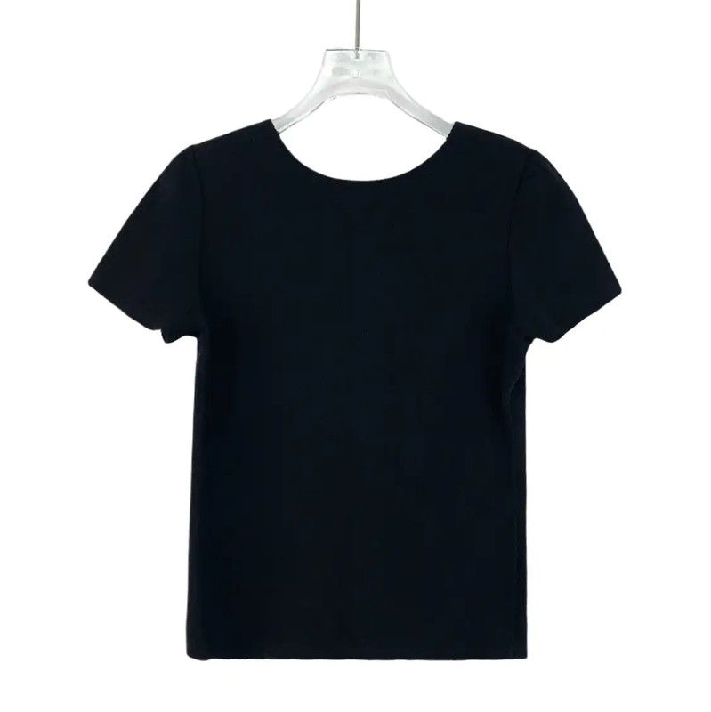 Chanel Chanel Black Cotton Short Sleeve Cardigan 0089 Size M / US 6-8 / IT 42-44 - 2 Thumbnail