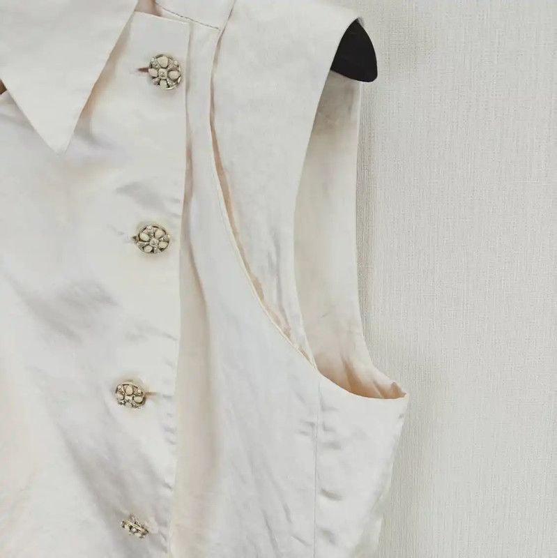 Chanel Chanel Summer Beige Silk Sleeveless Cardigan 0089 Size L / US 10 / IT 46 - 3 Thumbnail