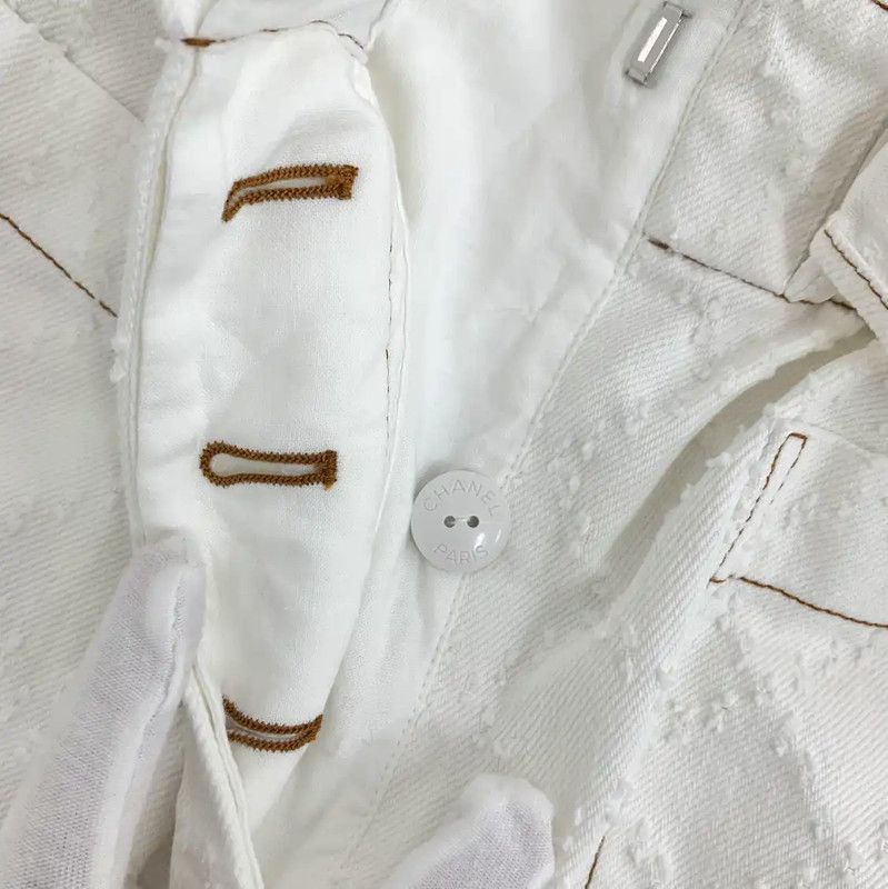 Chanel Chanel White Cotton Women's Shorts 0089 Size 23" - 8 Thumbnail