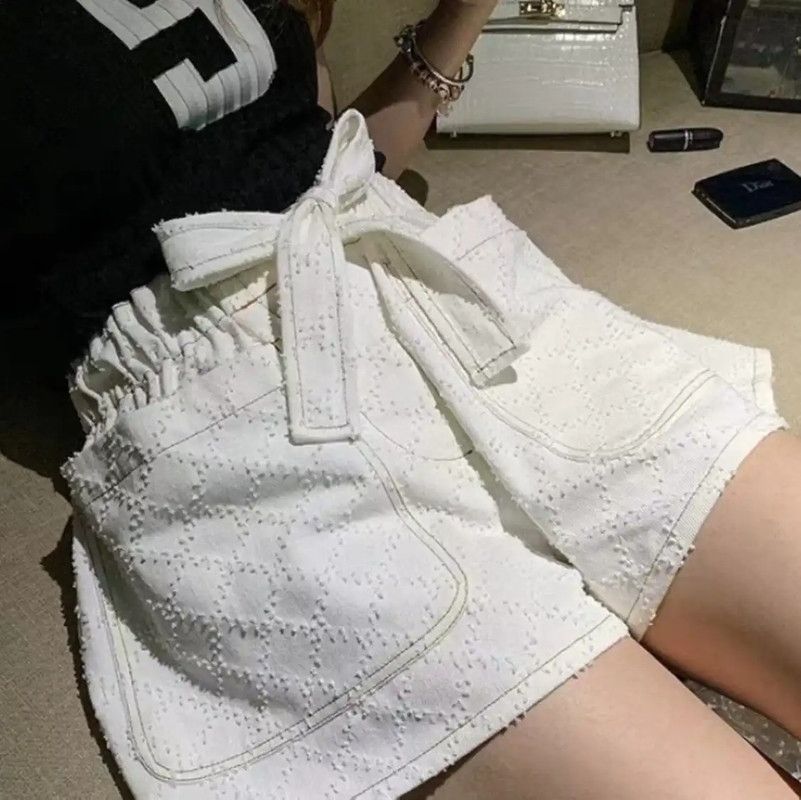 Chanel Chanel White Cotton Women's Shorts 0089 Size 23" - 9 Thumbnail