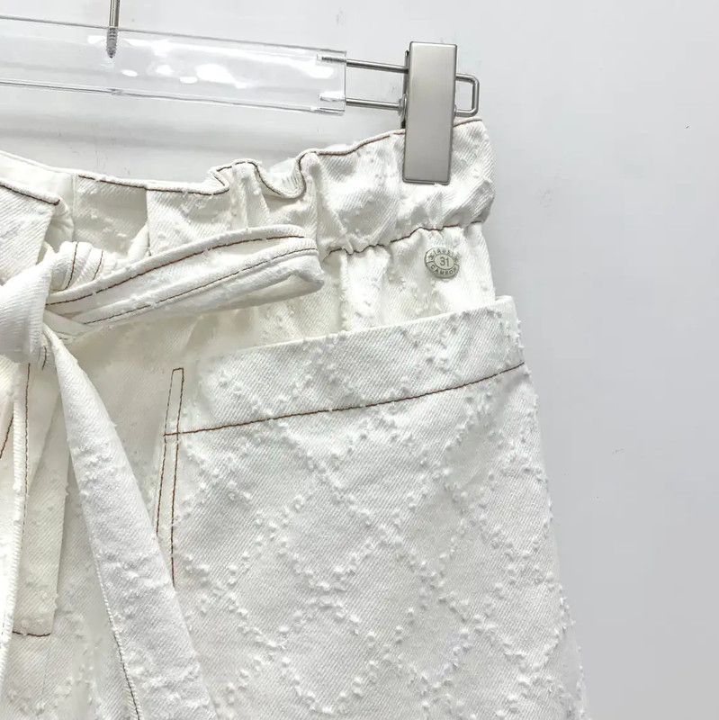 Chanel Chanel White Cotton Women's Shorts 0089 Size 23" - 3 Thumbnail