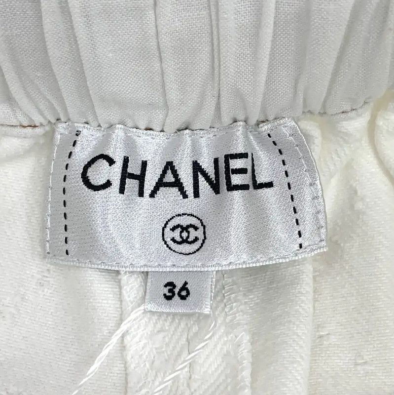 Chanel Chanel White Cotton Women's Shorts 0089 Size 23" - 5 Thumbnail