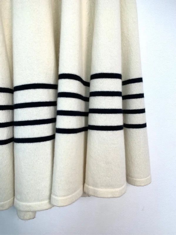 Chanel Chanel White Cotton Midi Skirt 0089 Size 23" - 4 Thumbnail