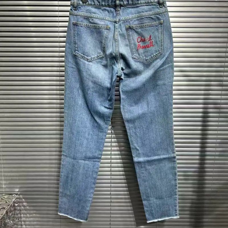 Chanel Chanel Blue Cotton Embroidered Jeans for Women 0089 Size 28" / US 6 / IT 42 - 2 Thumbnail