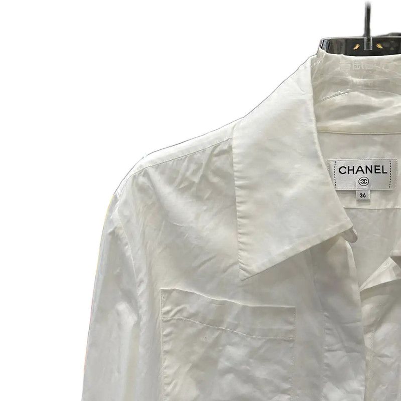 Chanel Chanel White Cotton Long Sleeve Shirt 0089 Size S / US 4 / IT 40 - 3 Thumbnail
