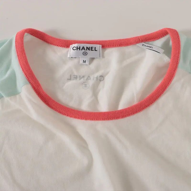 Chanel Chanel Cotton Mix White Graphic T-Shirt 0089 Size M / US 6-8 / IT 42-44 - 4 Thumbnail