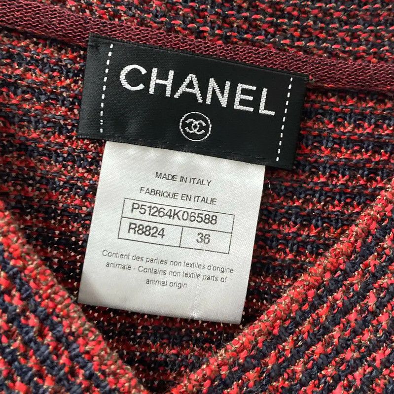 Chanel Chanel Red and Brown Striped Jacket 0089 Size ONE SIZE - 5 Thumbnail