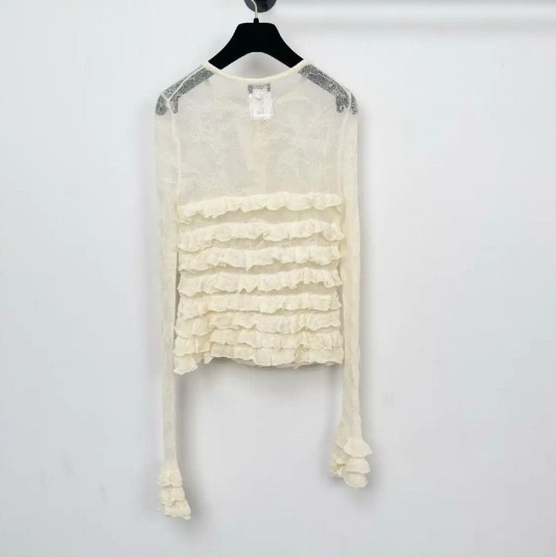 Chanel Chanel Beige Wool Long Sleeve Pullover Sweater 0089 Size S / US 4 / IT 40 - 2 Thumbnail