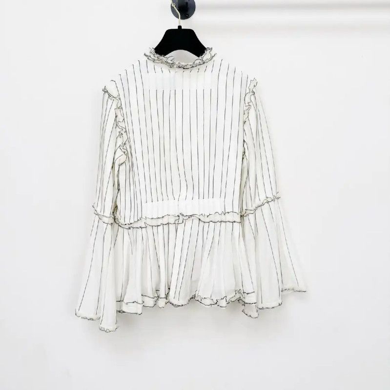 Chanel Chanel White Long Sleeve Top with Stripes 0089 Size S / US 4 / IT 40 - 2 Thumbnail