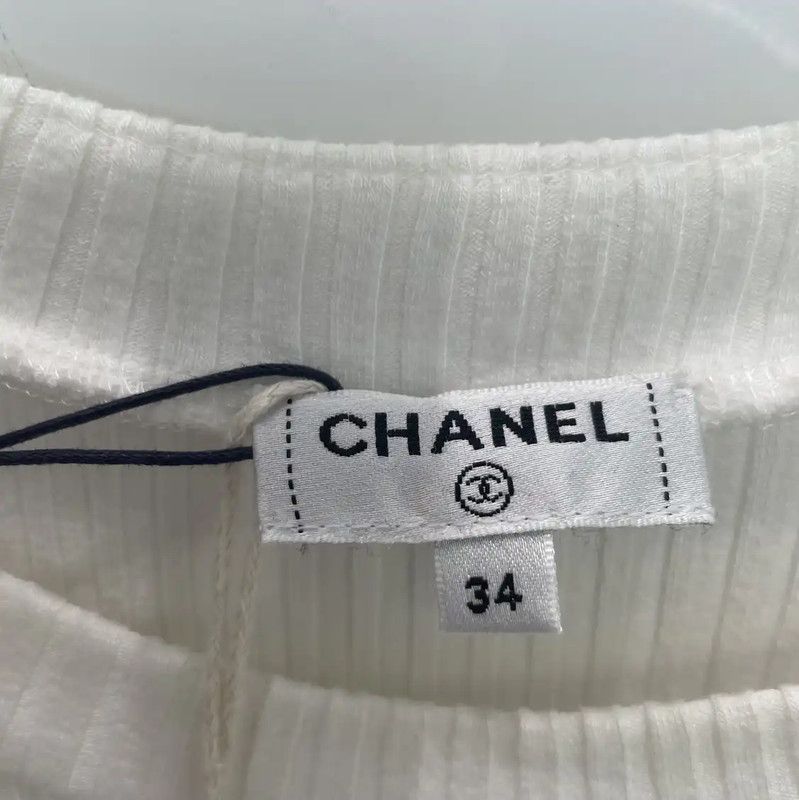 Chanel Chanel White Wool Blend T-Shirt 0089 Size S / US 4 / IT 40 - 5 Thumbnail