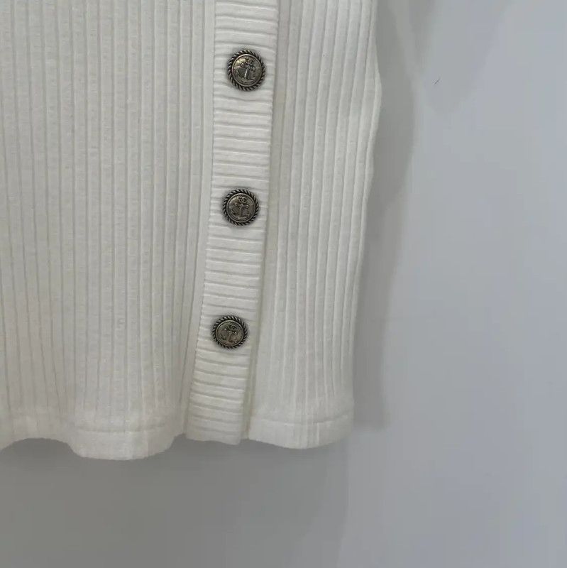 Chanel Chanel White Wool Blend T-Shirt 0089 Size S / US 4 / IT 40 - 4 Thumbnail