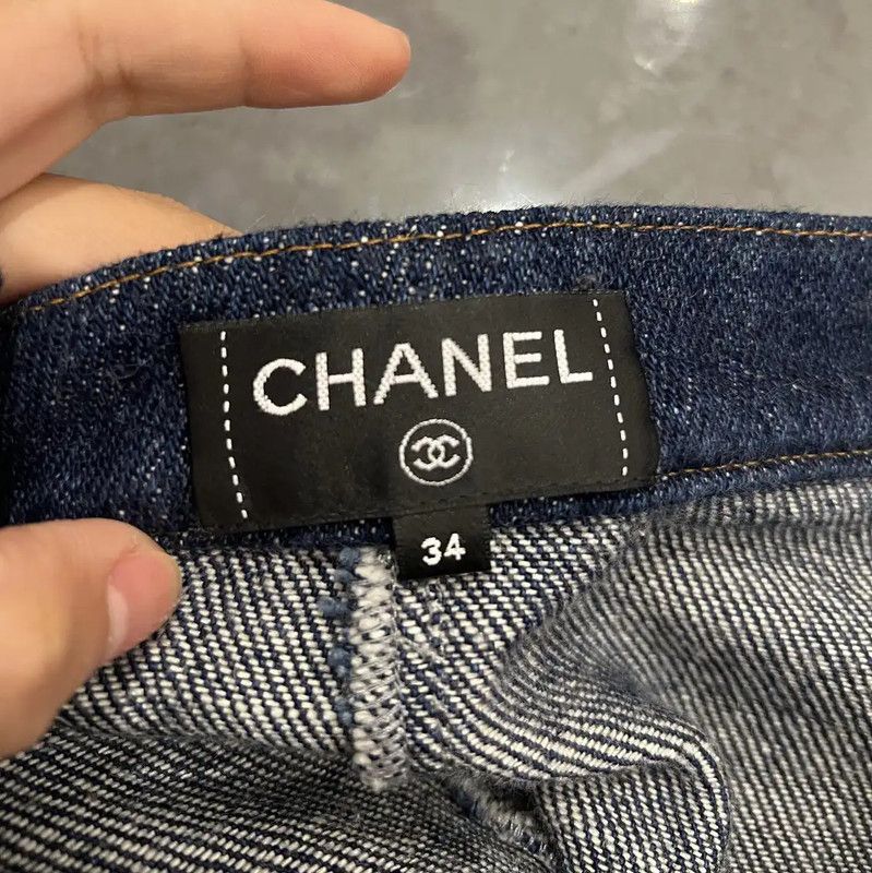 Chanel Chanel Summer Dark Blue Cotton Denim Pants 0089 Size 23" - 3 Thumbnail
