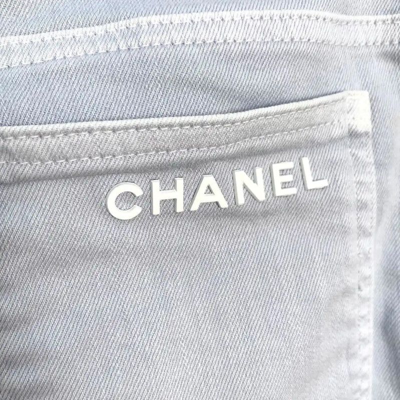 Chanel Chanel Light Blue Women's Denim Pants 0089 Size 23" - 5 Thumbnail