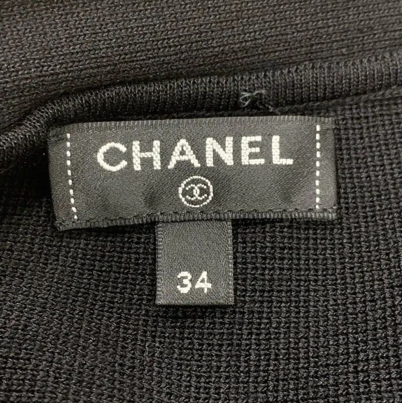 Chanel Chanel Women's Black Wool Midi Skirt 0089 Size 22" - 5 Thumbnail