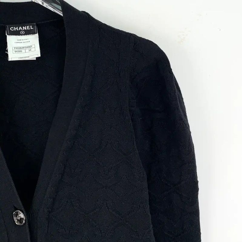 Chanel Chanel Black Cotton Women's Cardigan 0089 Size XXS / US 00 / IT 34 - 3 Thumbnail