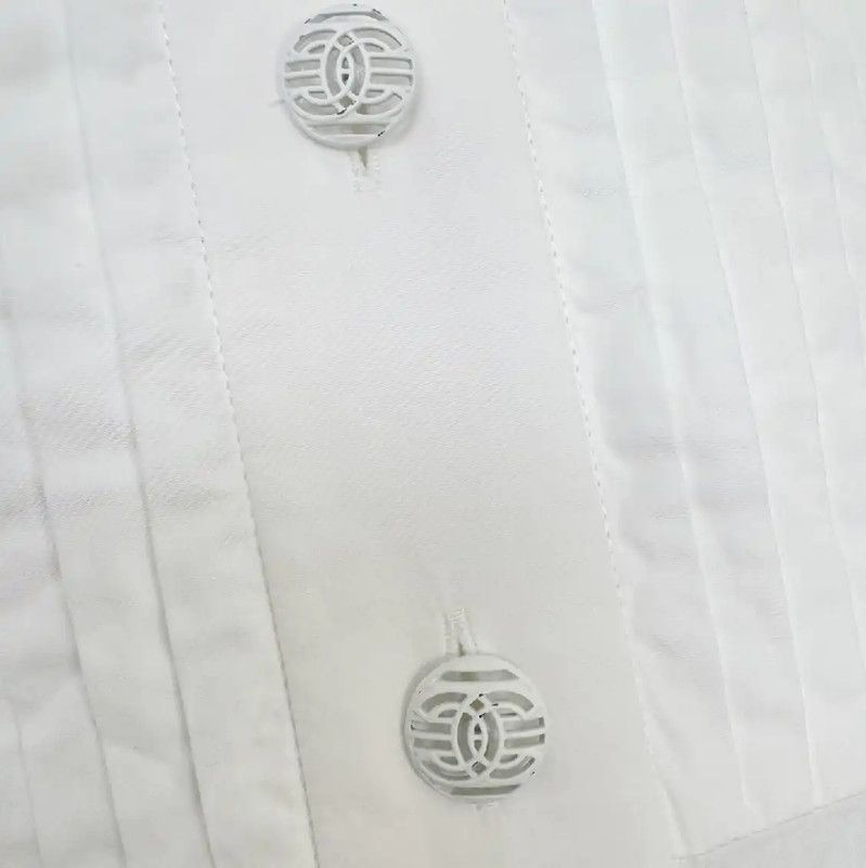 Chanel Chanel White Cotton Long Sleeve Shirt 0089 Size M / US 6-8 / IT 42-44 - 4 Thumbnail