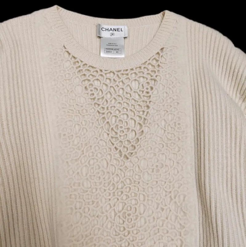 Chanel Chanel Cream Cashmere Long Sleeve Pullover Sweater 0089 Size L / US 10 / IT 46 - 4 Thumbnail