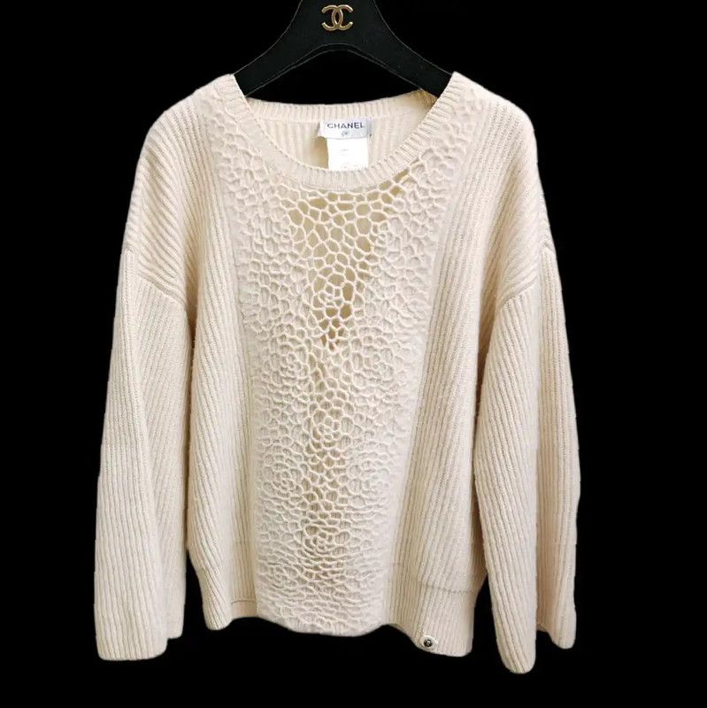 Chanel Chanel Cream Cashmere Long Sleeve Pullover Sweater 0089 Size L / US 10 / IT 46 - 2 Thumbnail