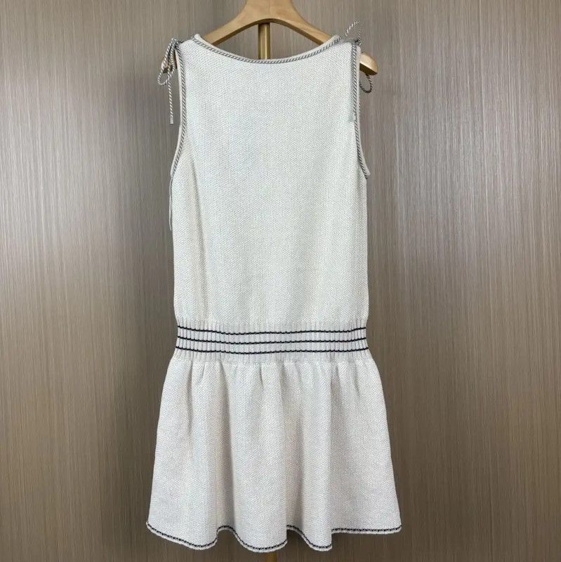 Chanel Chanel White Cotton Pleated Dress 0089 Size L / US 10 / IT 46 - 2 Thumbnail