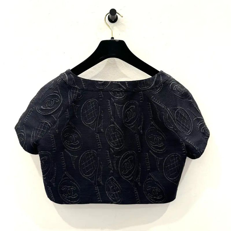 Chanel Chanel Black Cropped Nylon T-Shirt for Women 0089 Size S / US 4 / IT 40 - 2 Thumbnail