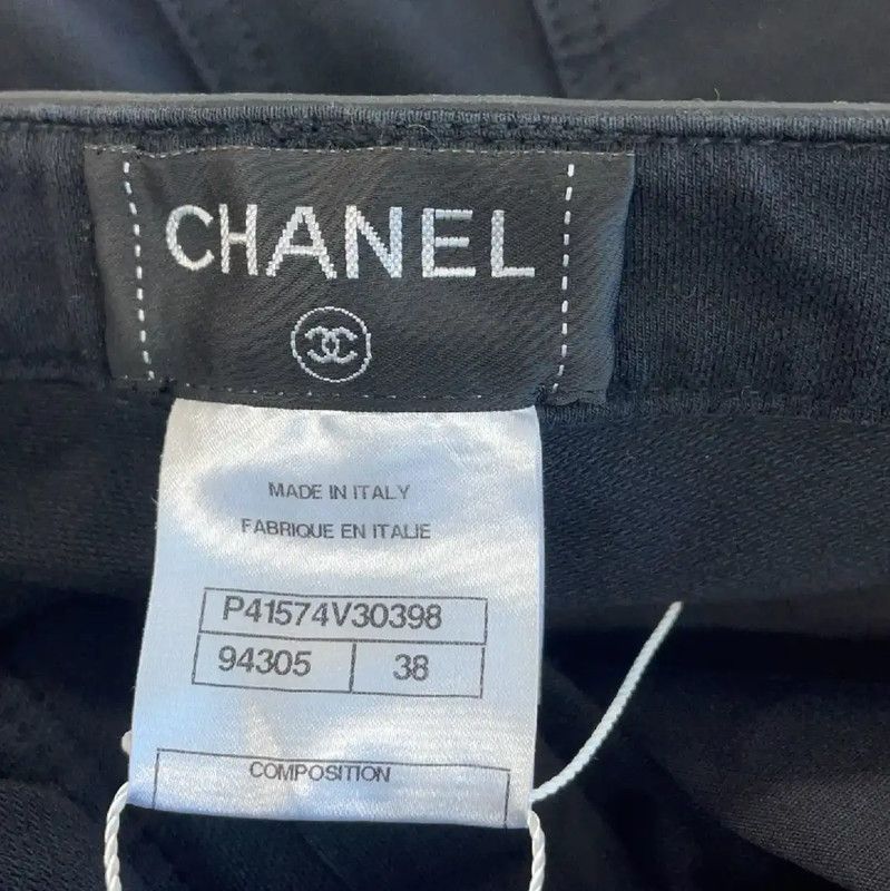 Chanel Chanel Black Cotton Casual Pants for Women 0089 Size 28" / US 6 / IT 42 - 3 Thumbnail