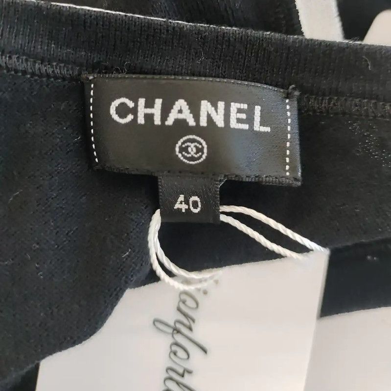Chanel Chanel Black Cotton T-shirt with Unique Design 0089 Size L / US 10 / IT 46 - 3 Thumbnail