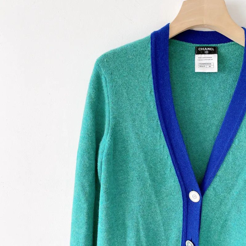 Chanel Chanel Green Cashmere Cardigan for Women 0089 Size S / US 4 / IT 40 - 3 Thumbnail
