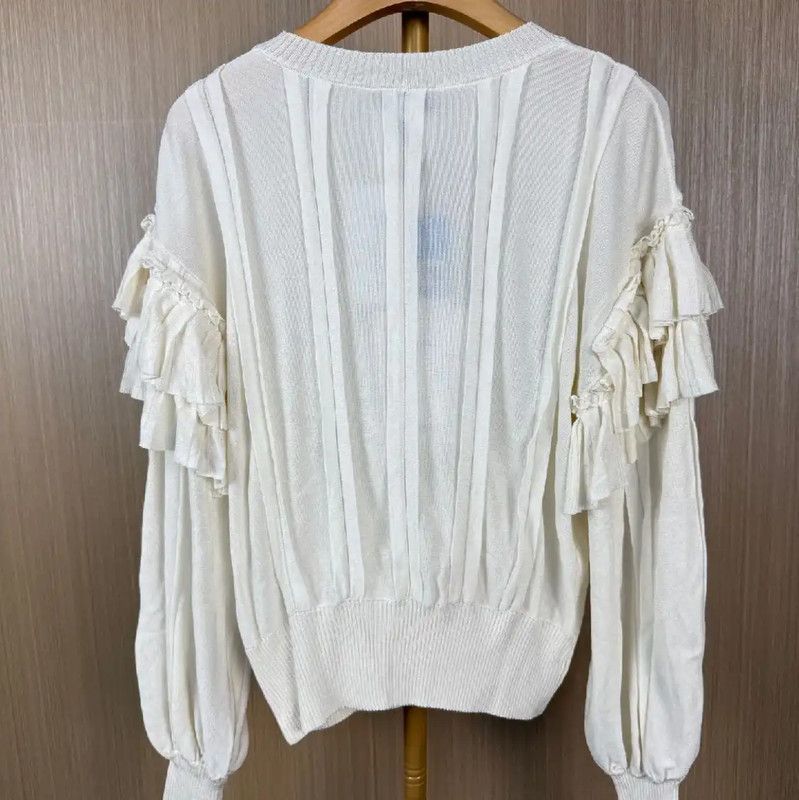 Chanel Chanel White Pleated Women's Pullover Sweater 0089 Size M / US 6-8 / IT 42-44 - 2 Thumbnail