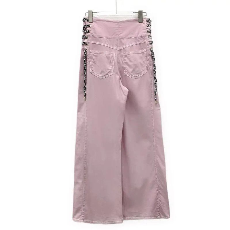 Chanel Chanel Pink Cotton Women's Denim Pants 0089 Size 23" - 2 Thumbnail