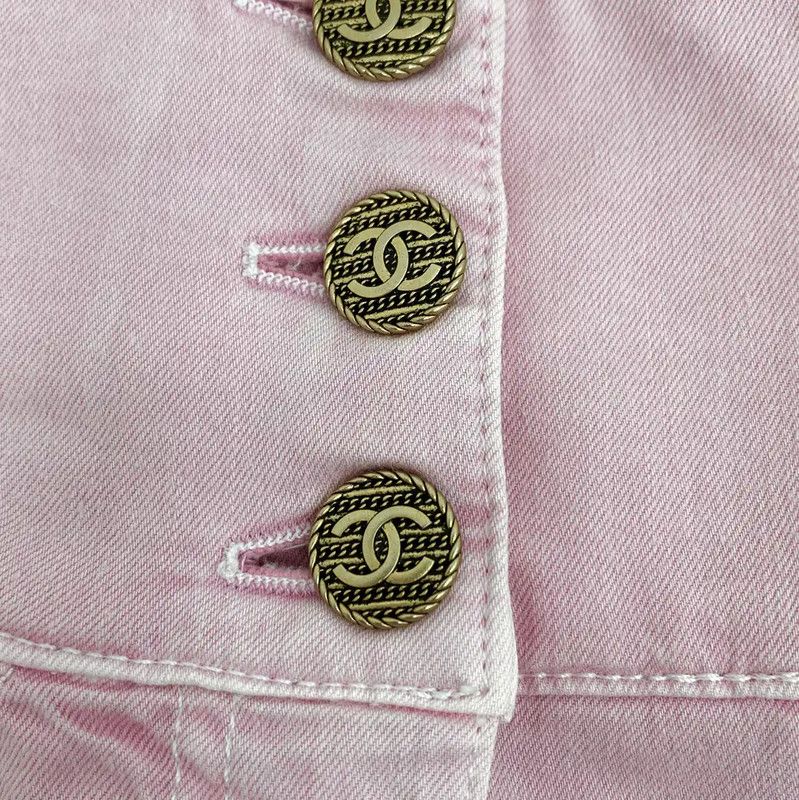 Chanel Chanel Pink Cotton Women's Denim Pants 0089 Size 23" - 6 Thumbnail