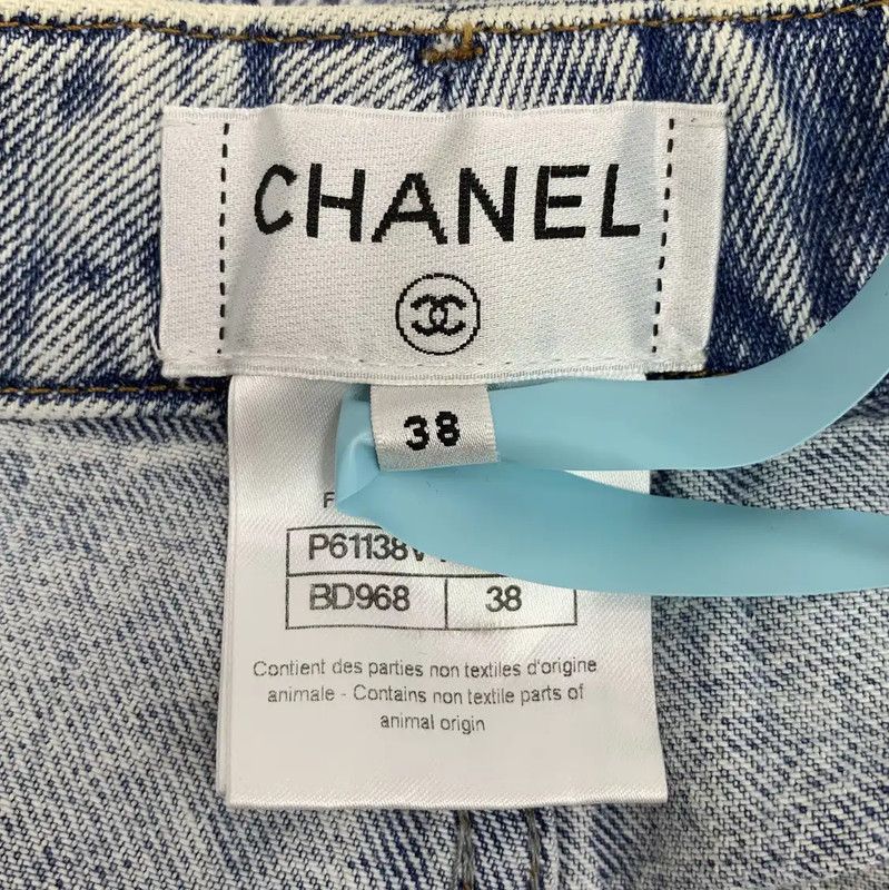 Chanel Chanel Light Blue Cotton Women's Denim Pants 0089 Size 23" - 7 Thumbnail