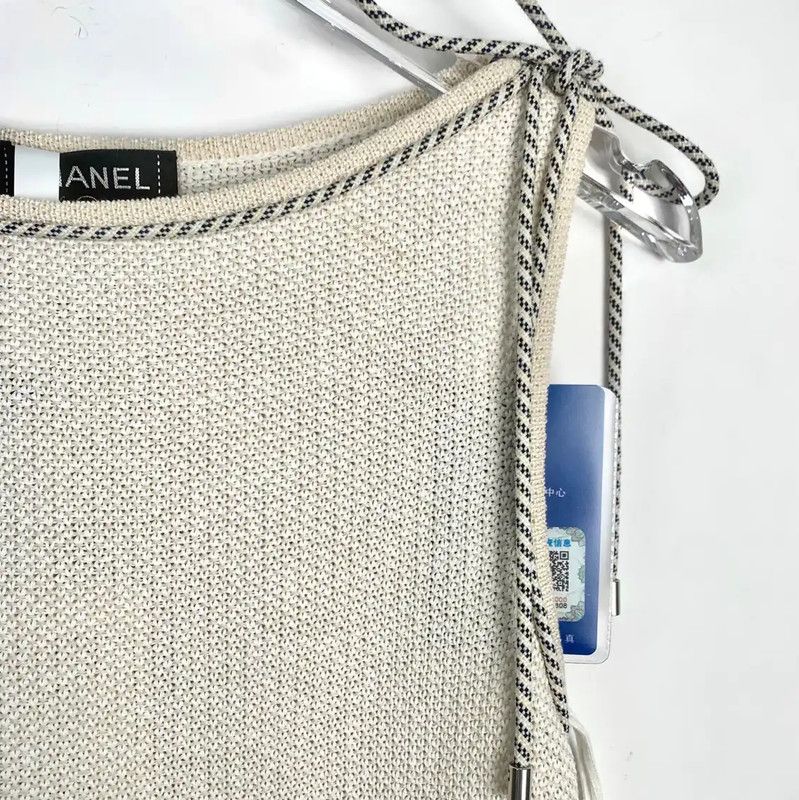 Chanel Chanel Cotton Blend Cream Dress for Women 0089 Size XXS / US 00 / IT 34 - 3 Thumbnail