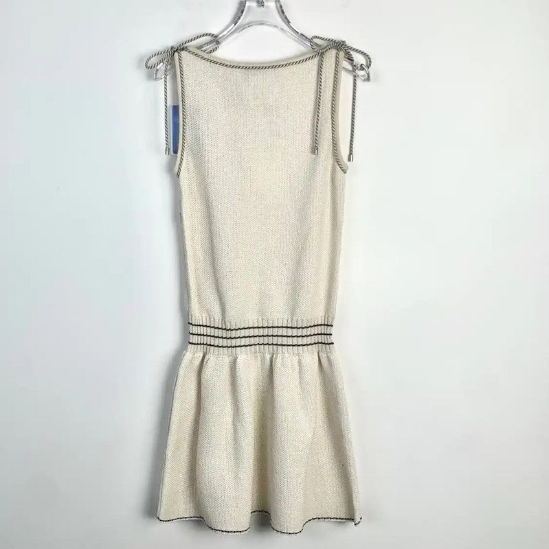 Chanel Chanel Cotton Blend Cream Dress for Women 0089 Size XXS / US 00 / IT 34 - 2 Thumbnail