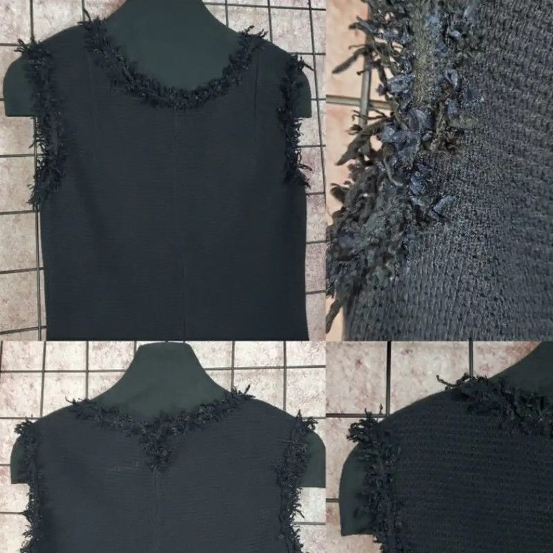 Chanel Chanel Black Cotton Logo Top with Fringes 0089 Size XS / US 0-2 / IT 36-38 - 3 Thumbnail
