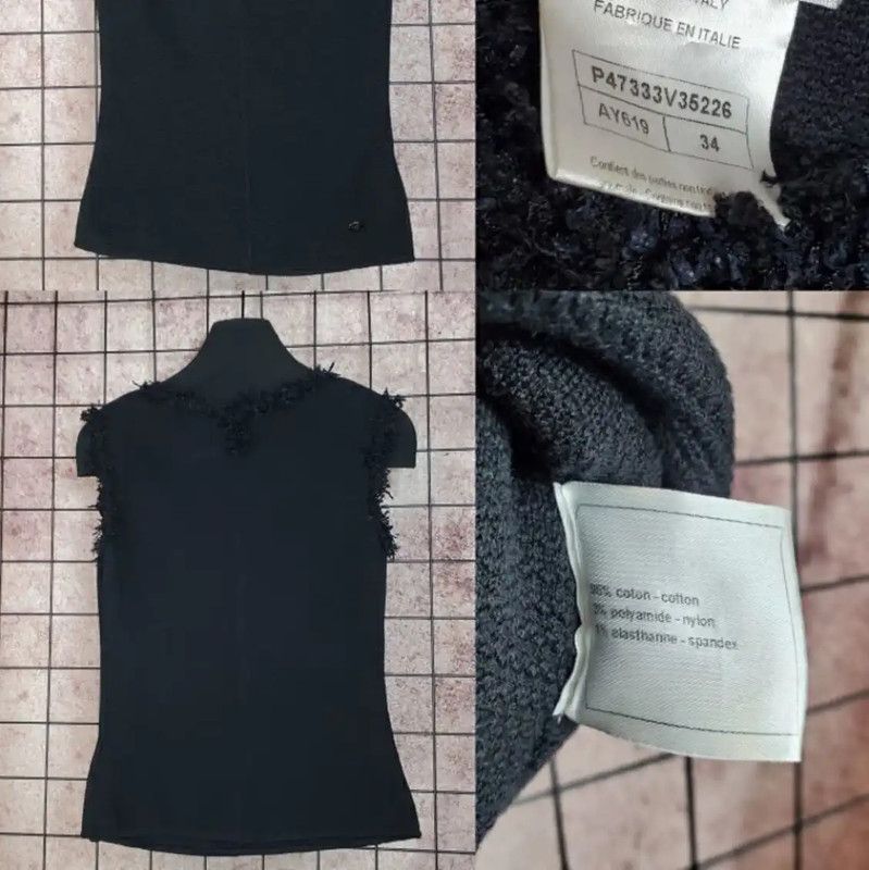 Chanel Chanel Black Cotton Logo Top with Fringes 0089 Size XS / US 0-2 / IT 36-38 - 5 Thumbnail