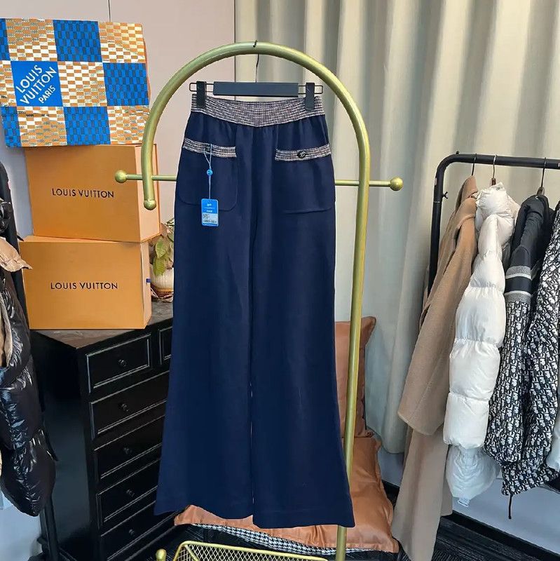 Chanel Chanel Navy Blue Women's Casual Pants 0089 Size 23" - 4 Thumbnail