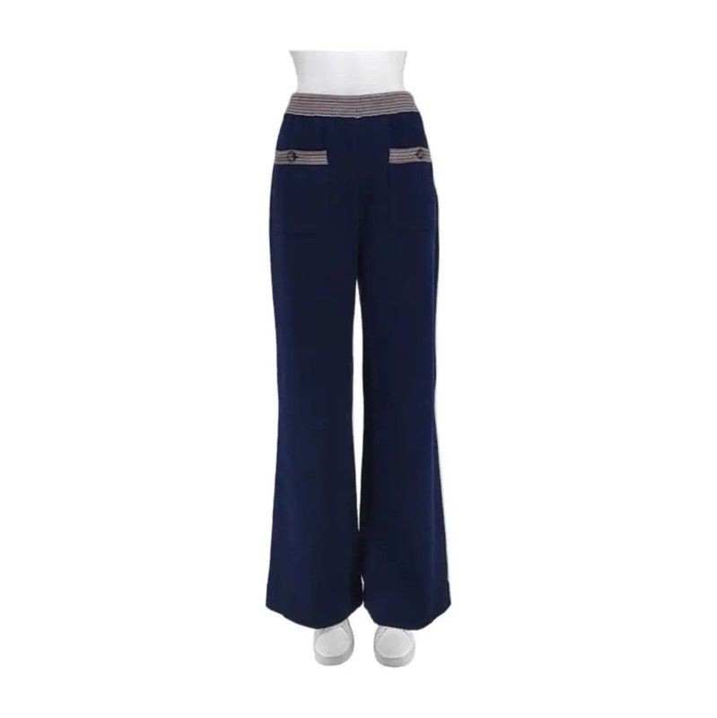 Chanel Chanel Navy Blue Women's Casual Pants 0089 Size 23" - 2 Thumbnail